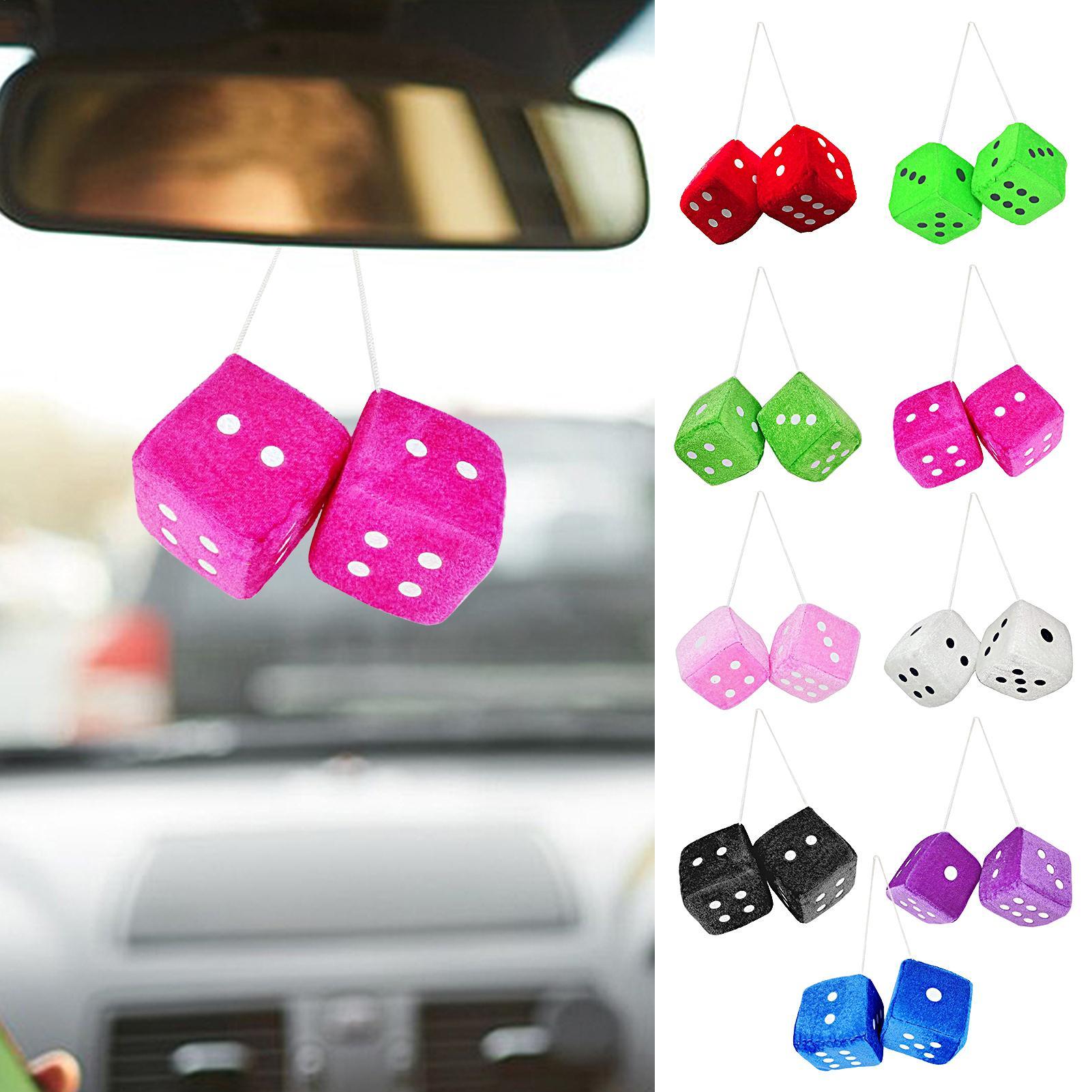 Car Accessories Mirror Hanging - Auto-Anhänger Bunter Plüsch-Würfel Craps Auto-Rückspiegel-Charm Hängende