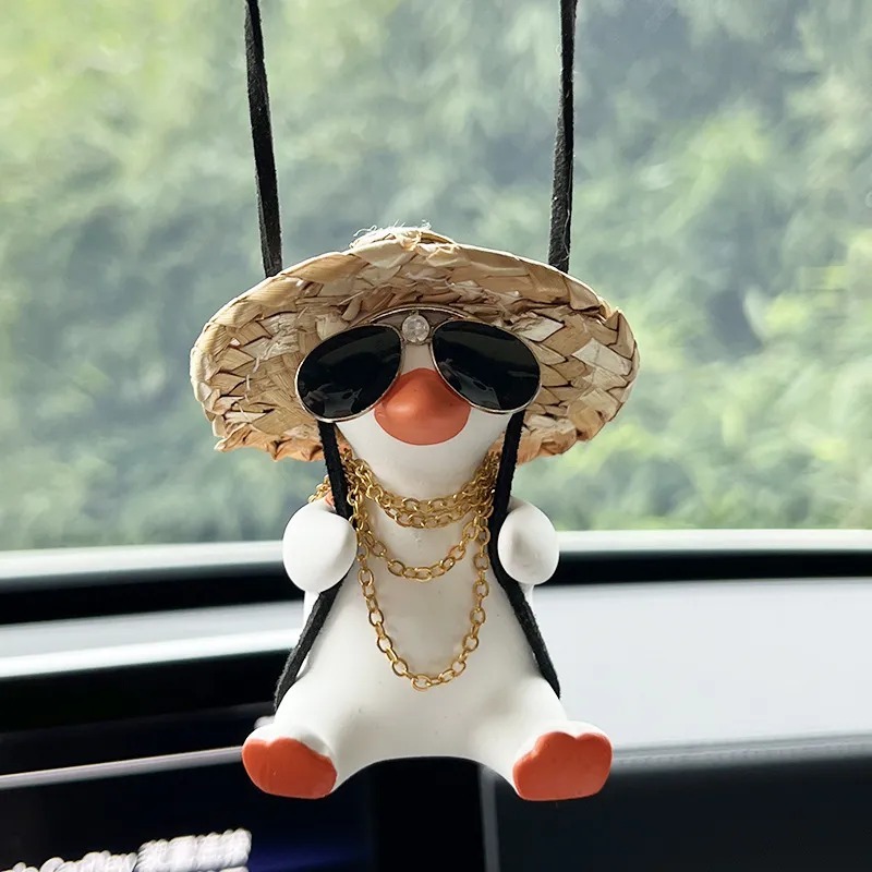 Car Accessories Mirror Hanging - Auto-Anhänger, niedlicher Anime, kleine Ente, Schaukel,