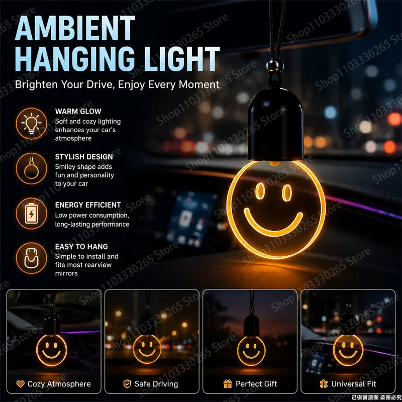 Car Accessories Mirror Hanging - 1 Stück Perfektes Geschenk Niedliches Smiley-Gesicht