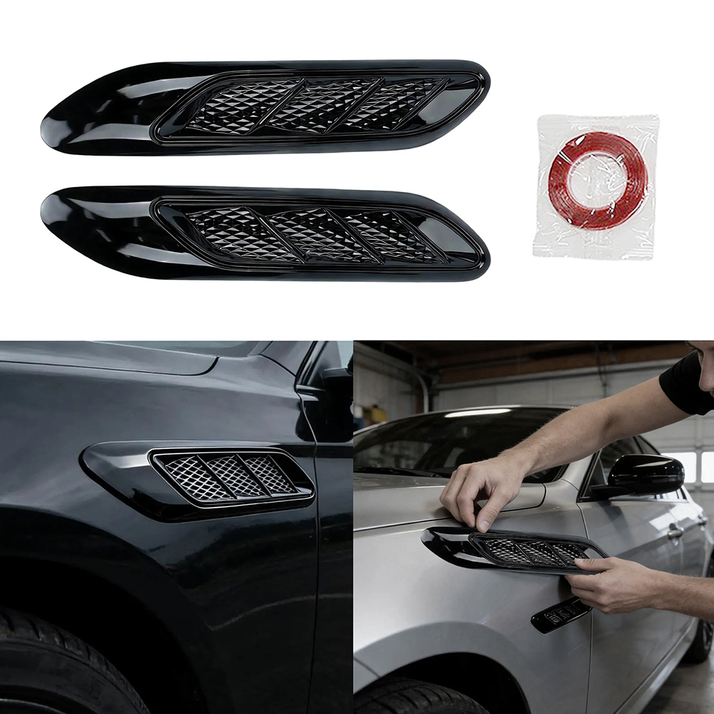 Car Accessories Tape - 2er-Set Auto-Lufteinlass für Seitenauslassleiste, wasserdicht, Haifischflossen-Design